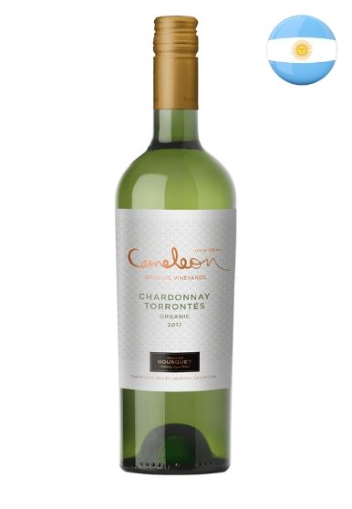 Cameleón Nuvó Chardonnay-Torrontés 2022 con Certificación Orgánica y Vegano.
